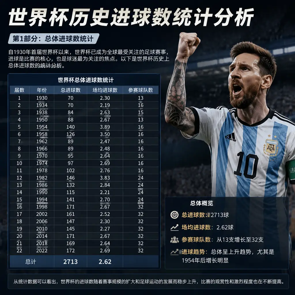 世界杯历史进球数统计分析