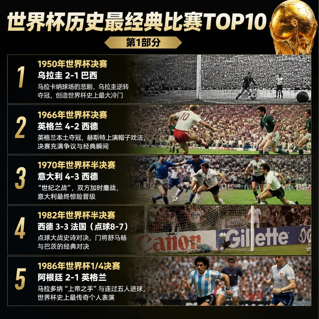 世界杯历史最经典比赛TOP10