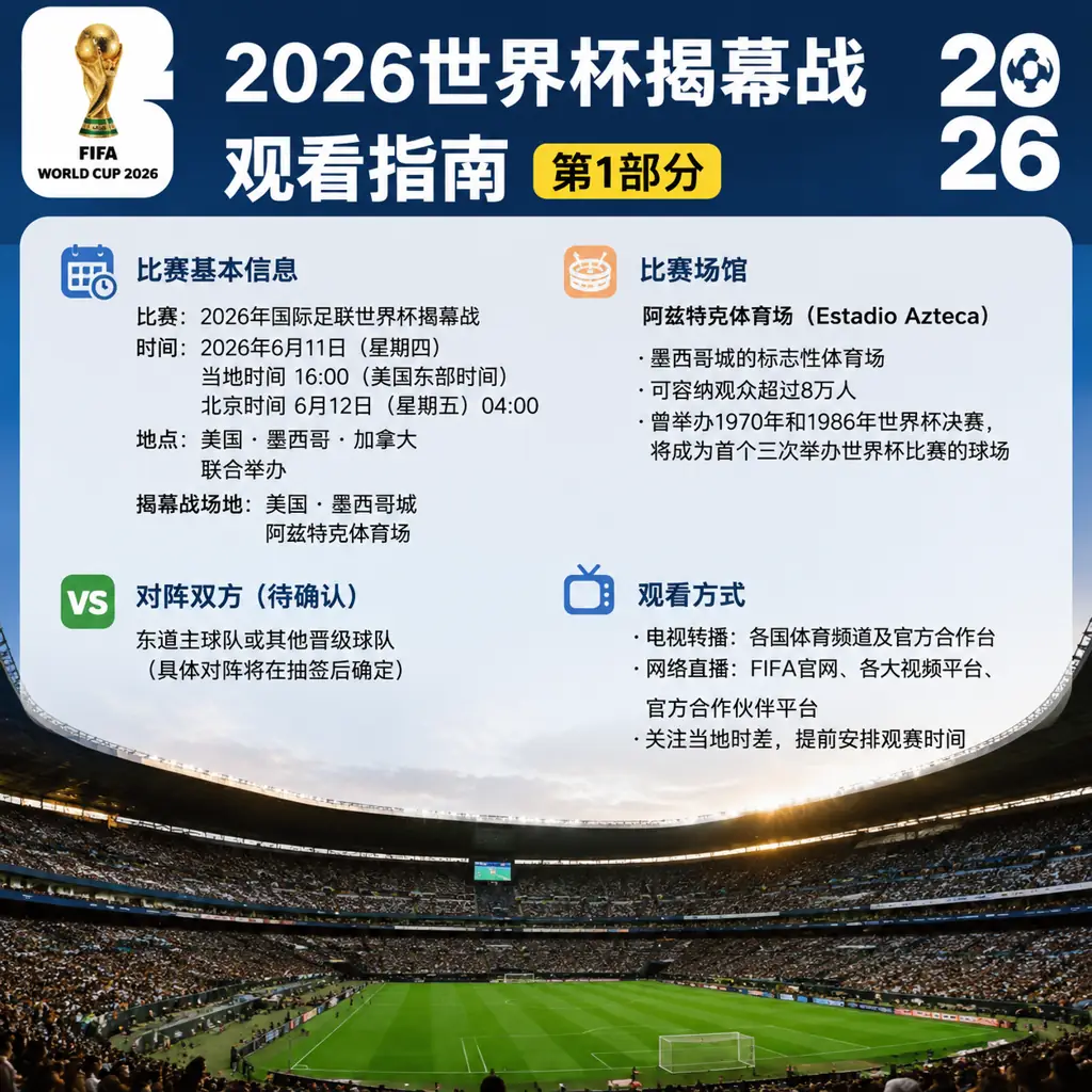 2026世界杯揭幕战观看指南