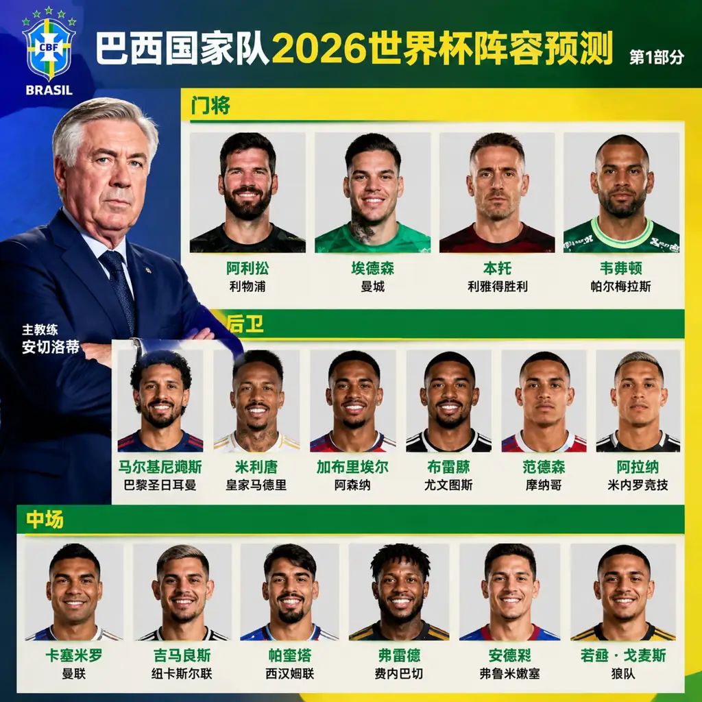 巴西国家队2026世界杯阵容预测